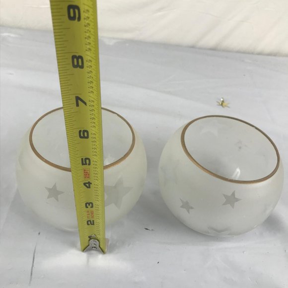 Unknown Accents Set Of 2 Frosted Glass Votive Holders With Stars N